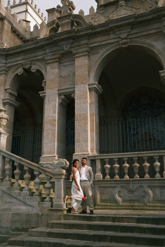 destination wedding photographer Porto Portugal couple portrait historic architecture