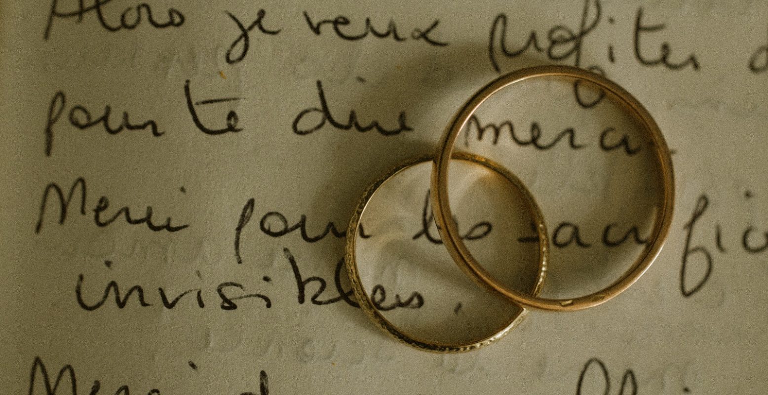 wedding rings detail France handwritten letter emotional detail